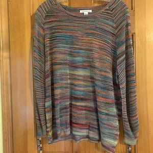 John Paul Richards Pullover Woman's Size Large Multicolored Sheer Sweater